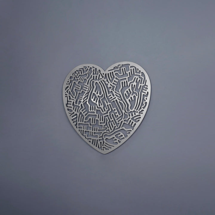 Labirent Kalp Metal Duvar Dekoru