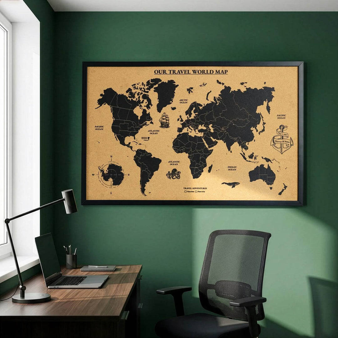 Mantar Dünya Haritası - Çerçeveli Kişiselleştirilebilir Tasarım