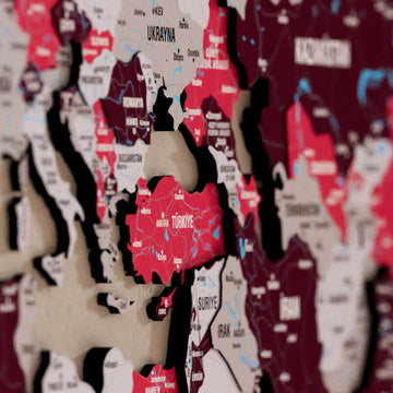 Crimson Türkçe haritada Türkiye ve komşu ülkelerin bulanık yakın çekim katman detayı