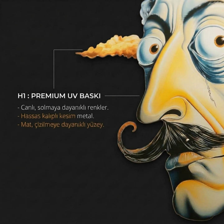 Sürrealist Dali Metal Tablo - UV Baskılı Modern Duvar Dekoru
