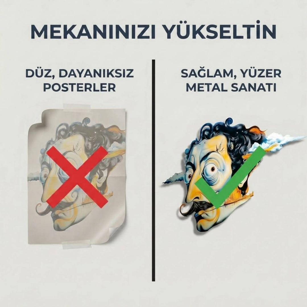 Sürrealist Dali Metal Tablo - UV Baskılı Modern Duvar Dekoru