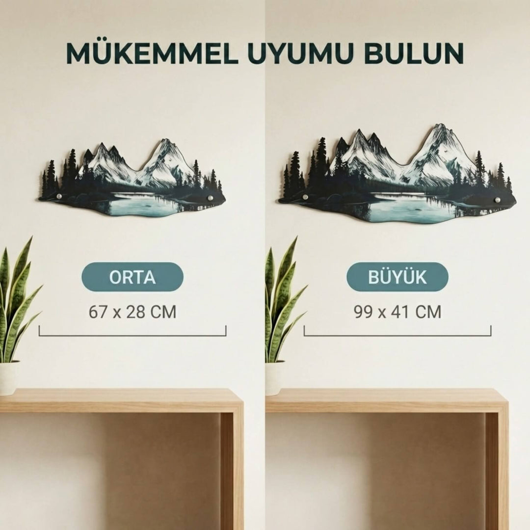 Dağ ve Nehir Manzaralı UV Baskı Metal Tablo - Modern Doğa Duvar Dekoru