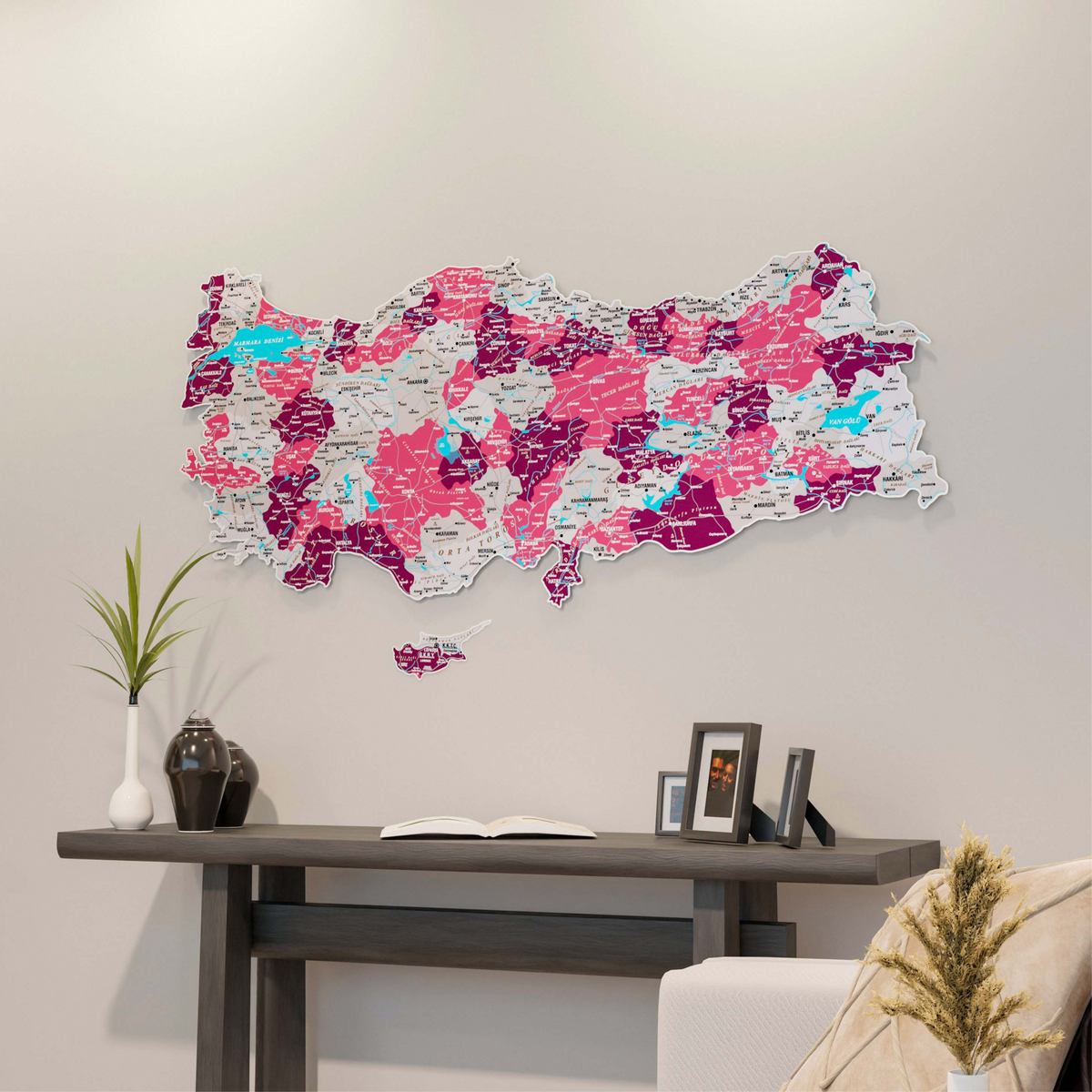 Türkiye Haritası Metal- UV Baskı Renkli Metal Tablo – ColorfullWorlds