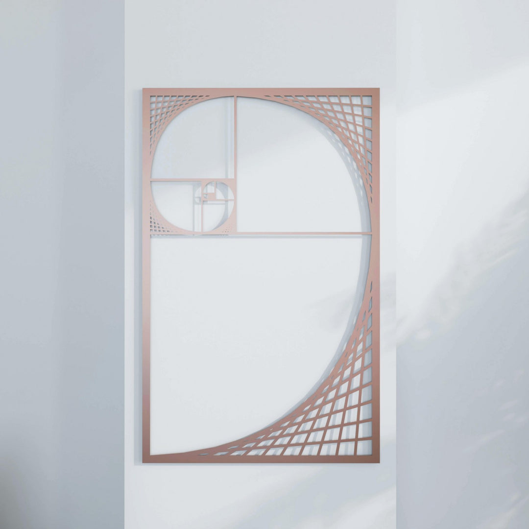 altin-oran-fibonacci-spirali-bakir-metal-tablo-modern-geometrik-duvar-dekoru-colorfullworldstr