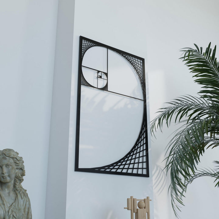 altin-oran-fibonacci-spirali-siyah-metal-tablo-modern-duvar-dekoru-colorfullworldstr