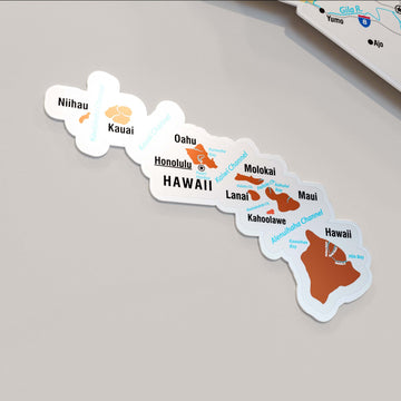 Terracotta renkli Hawaii adaları parçası yakın çekim, Kauai, Oahu ve Maui isimleriyle
