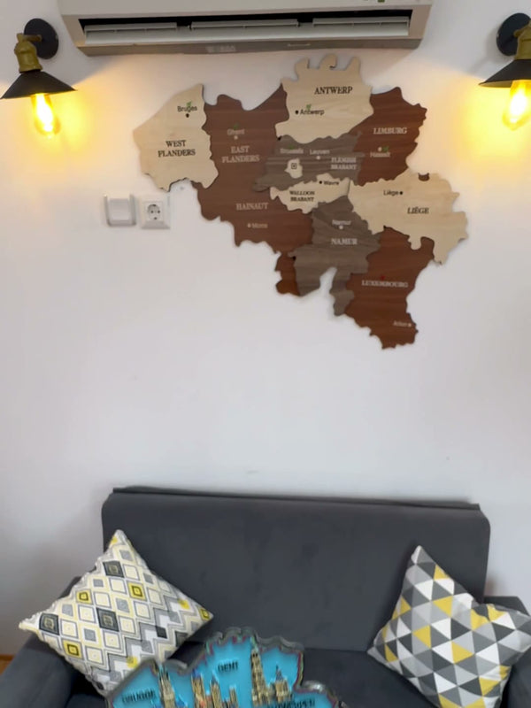 3D Ahşap Belçika Haritası