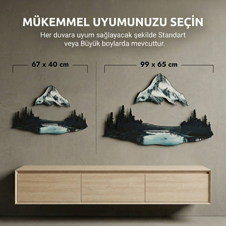 dag ve gol mnzarali uv baski metal tablonun 67x40 cm ve 99x65 cm olmak uzere iki boyut secenegi bulunuyor islamicwallarttr