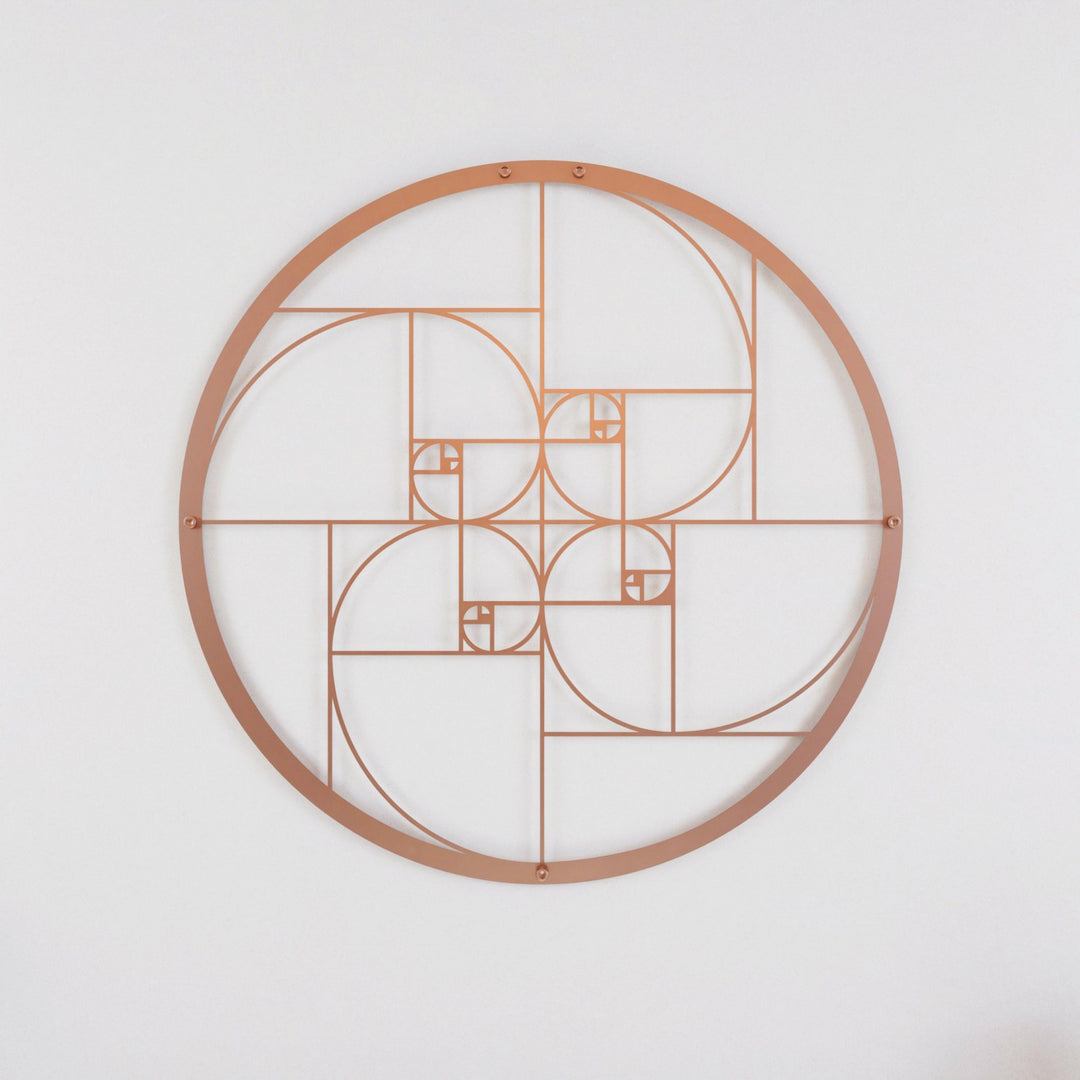 fibonacci-dizisi-bakir-metal-tablo-modern-geometrik-duvar-dekoru-colorfullworldstr