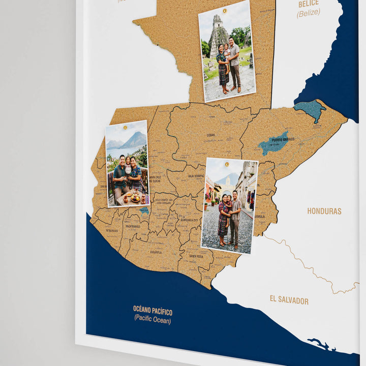 Guatemala Haritası Çerçeveli Mantar Pano - UV Baskı Duvar Dekoru