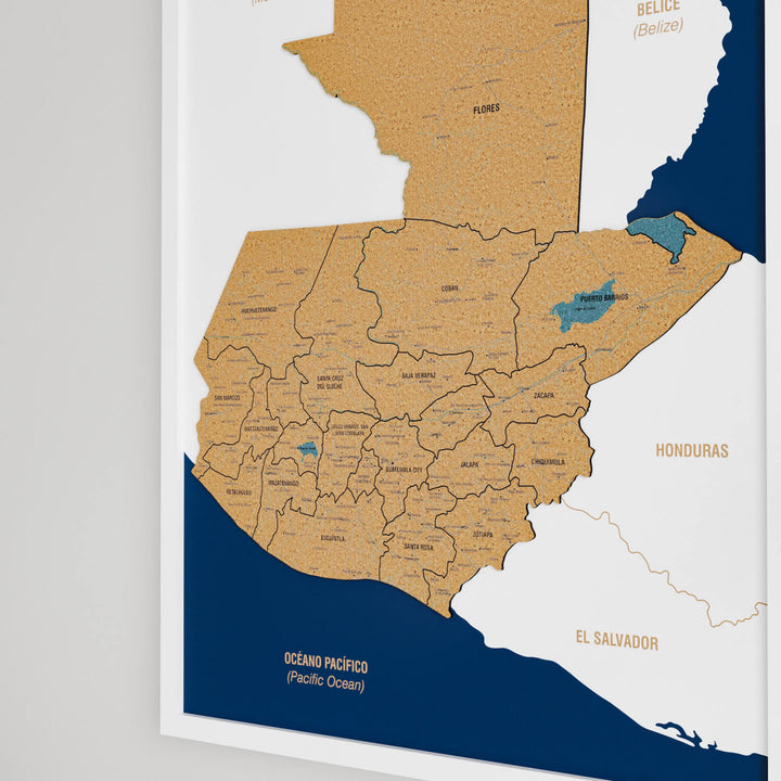 Guatemala Haritası Çerçeveli Mantar Pano - UV Baskı Duvar Dekoru