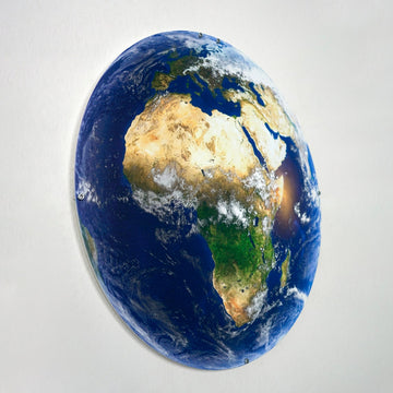 Afrika kıtası görünümlü 3D UV baskılı metal dünya tablosu, duvarda büyük kadraj