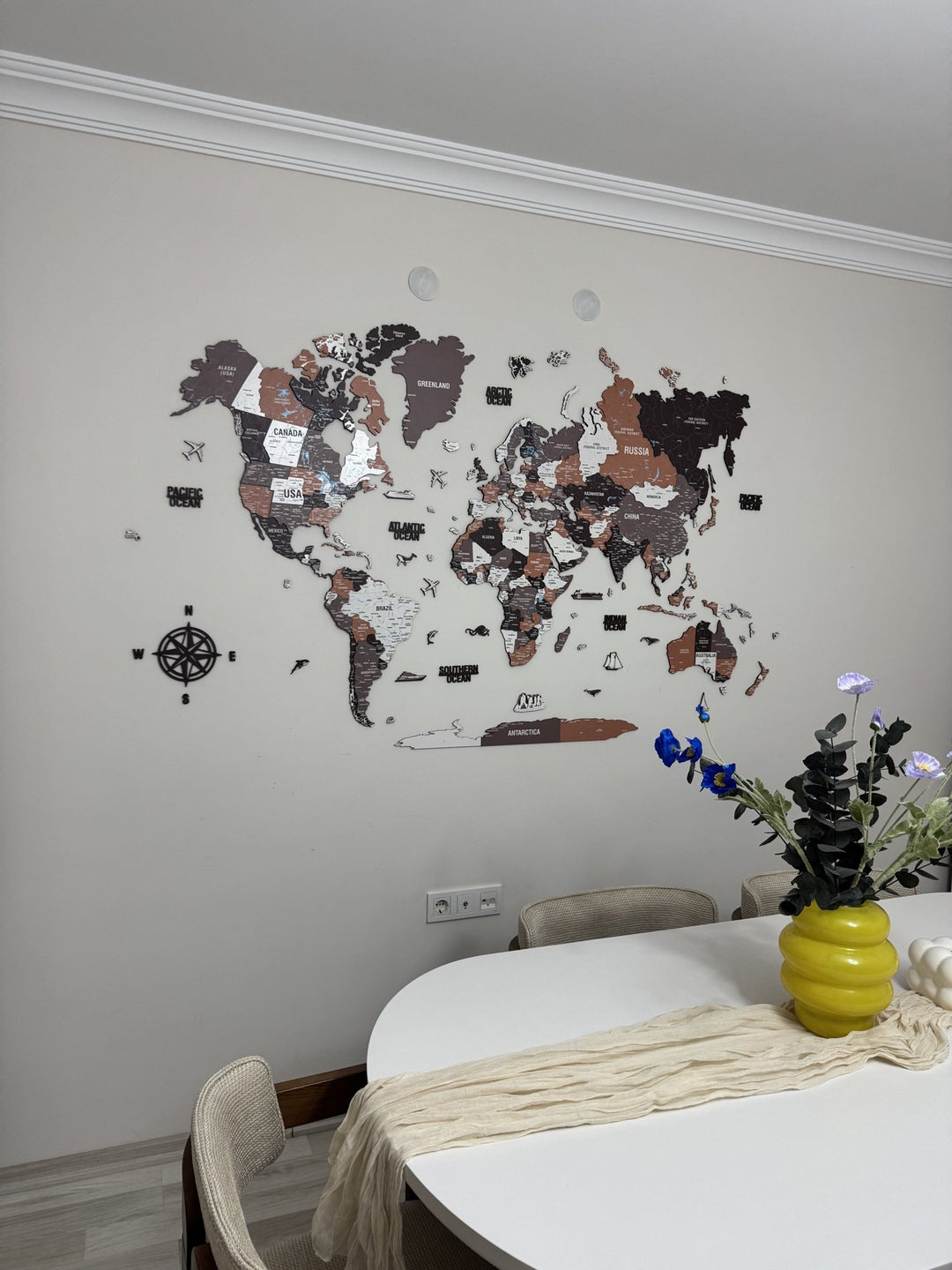 3D Ahşap Dünya Haritası Renkli UV Baskı (Soil) - müşteri fotoğrafı