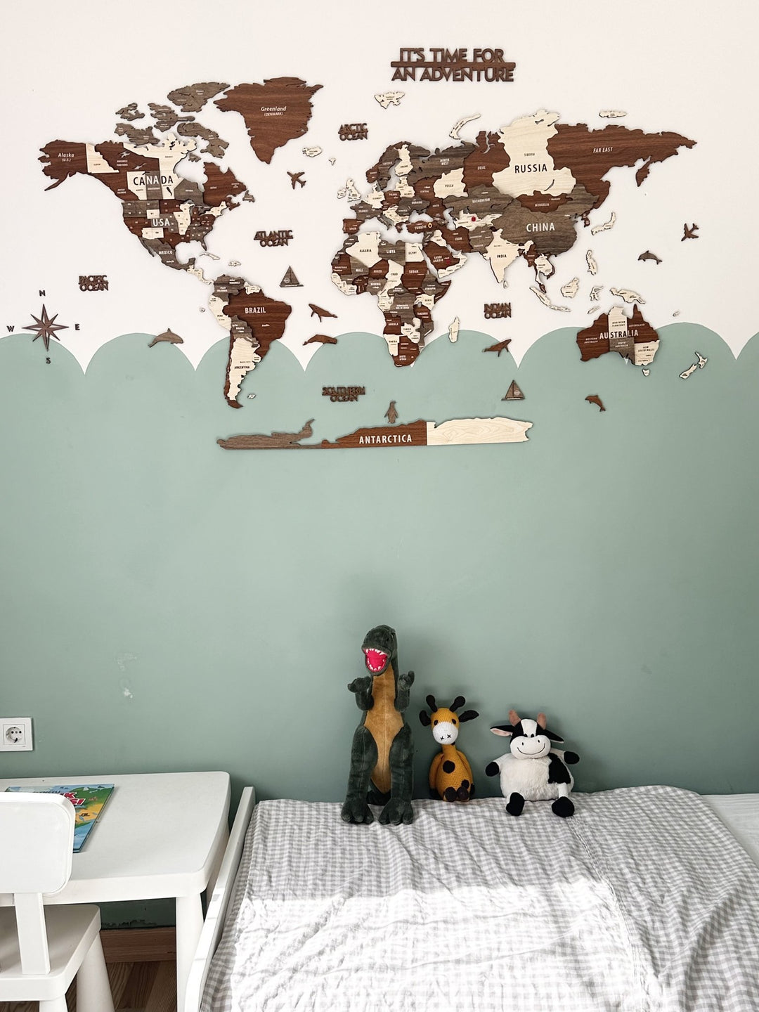 Ahşap Dünya Haritası - Çok Katmanlı 3D Ahşap Duvar Dekoru (Mixed) - müşteri fotoğrafı