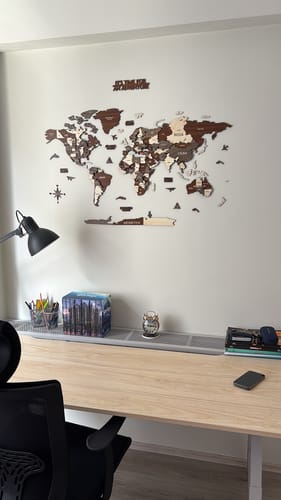 Ahşap Dünya Haritası - Çok Katmanlı 3D Ahşap Duvar Dekoru (Mixed) - müşteri fotoğrafı