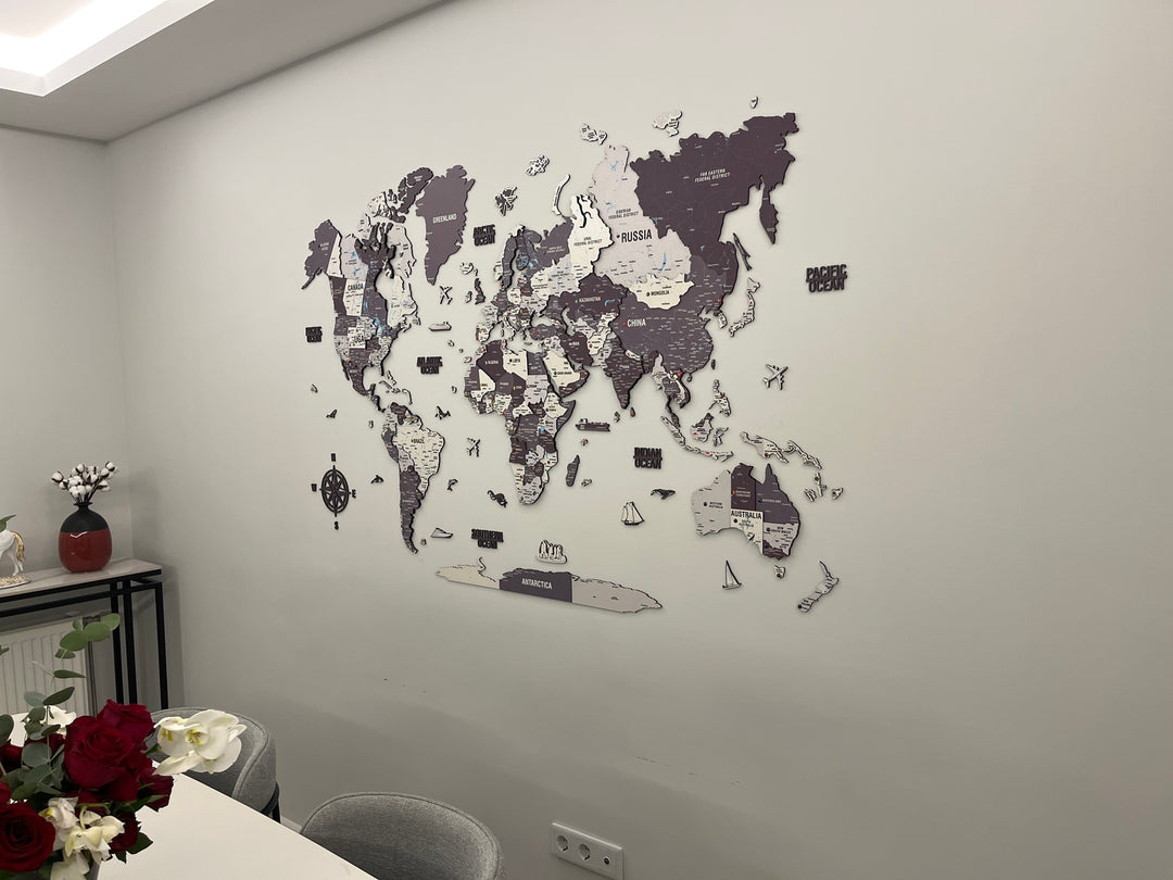 Renkli Baskılı 3D Ahşap Dünya Haritası (Nimbus) - müşteri fotoğrafı