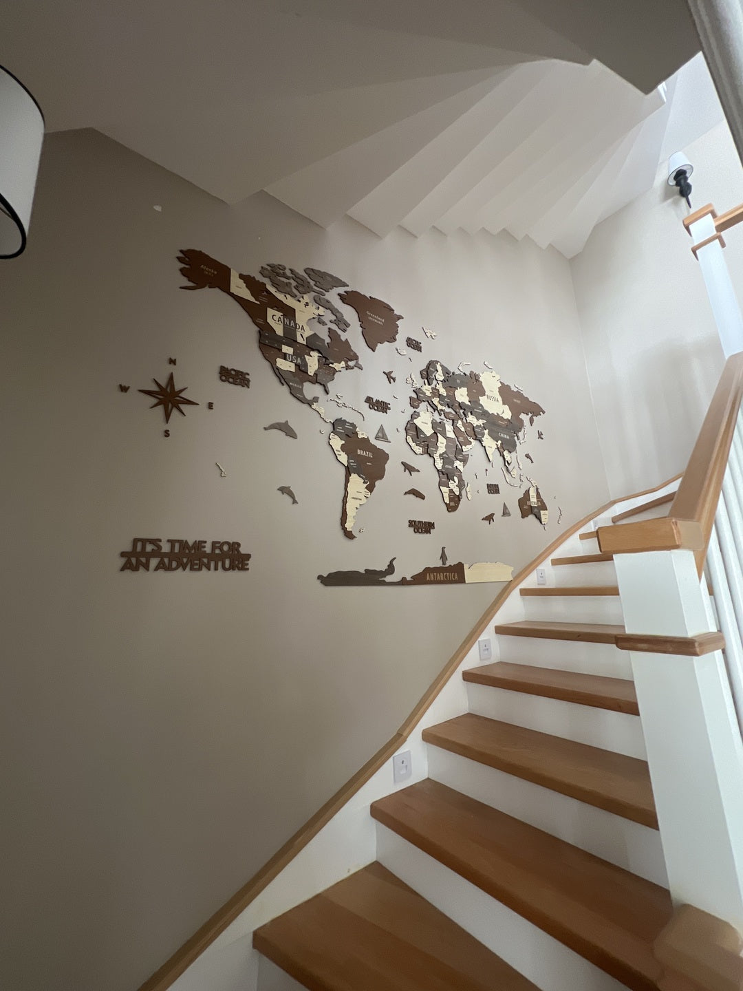 Ahşap Dünya Haritası - Çok Katmanlı 3D Ahşap Duvar Dekoru (Mixed) - müşteri fotoğrafı