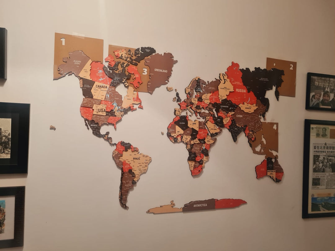 Renkli Baskılı 3D Ahşap Dünya Haritası (Sage) - müşteri fotoğrafı