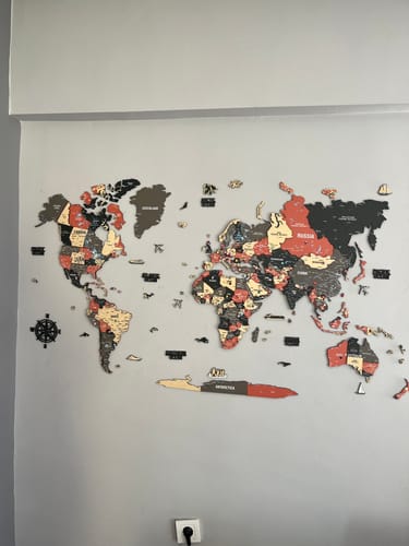 Renkli Baskılı 3D Ahşap Dünya Haritası (Sage) - müşteri fotoğrafı