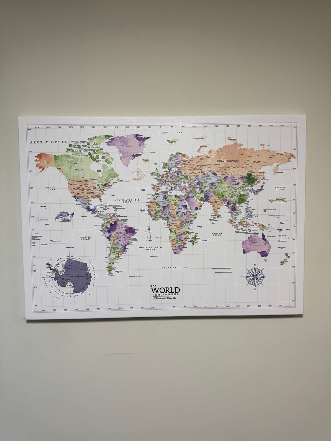 Dünya Haritası Kanvas Tablo - Modern Duvar Dekoru (Purple) - müşteri fotoğrafı