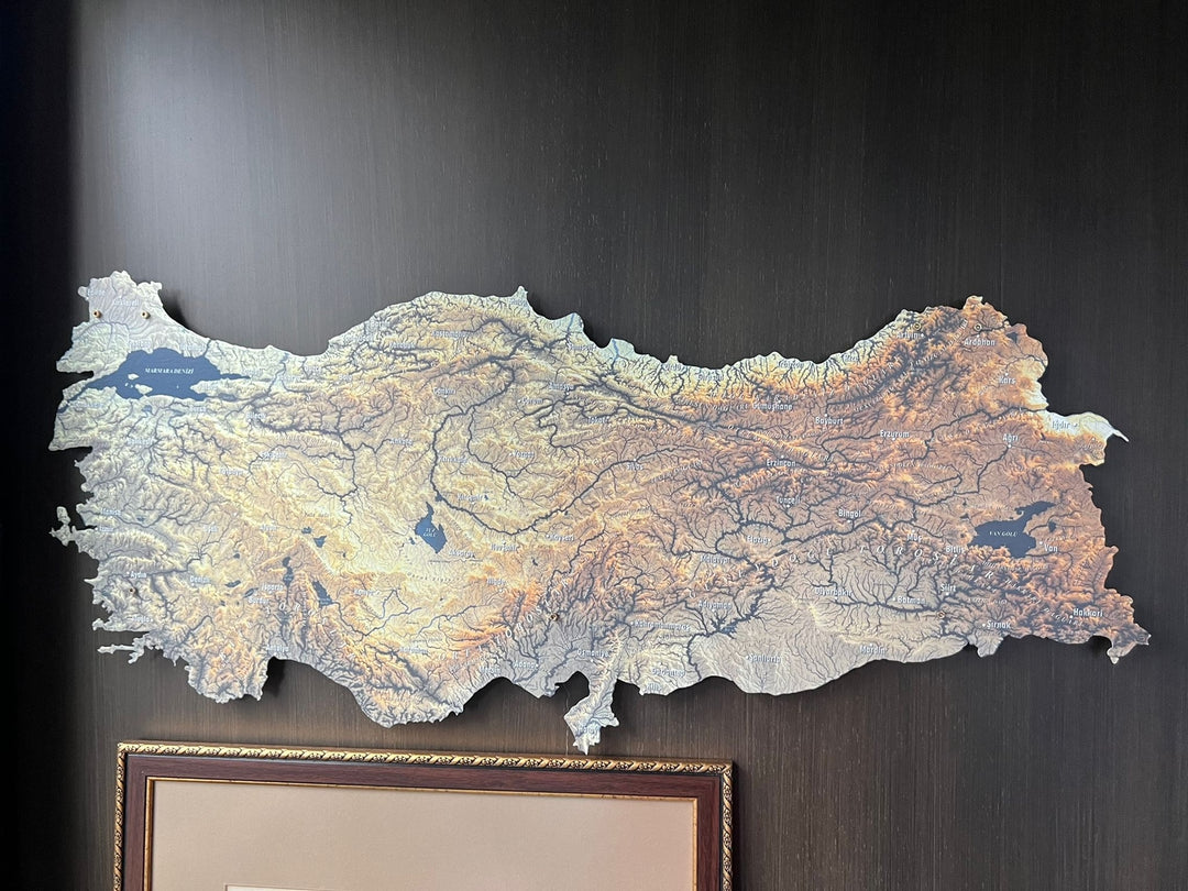 Türkiye Fiziki Haritası Metal Üzeri Detaylı Renkli Baskı Duvar Dekoru - müşteri fotoğrafı