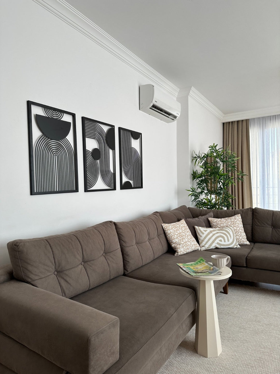 Orta Yüzyıl Dekoratif 3'lü Set Metal Duvar Tablosu - Metal Dekor - müşteri fotoğrafı
