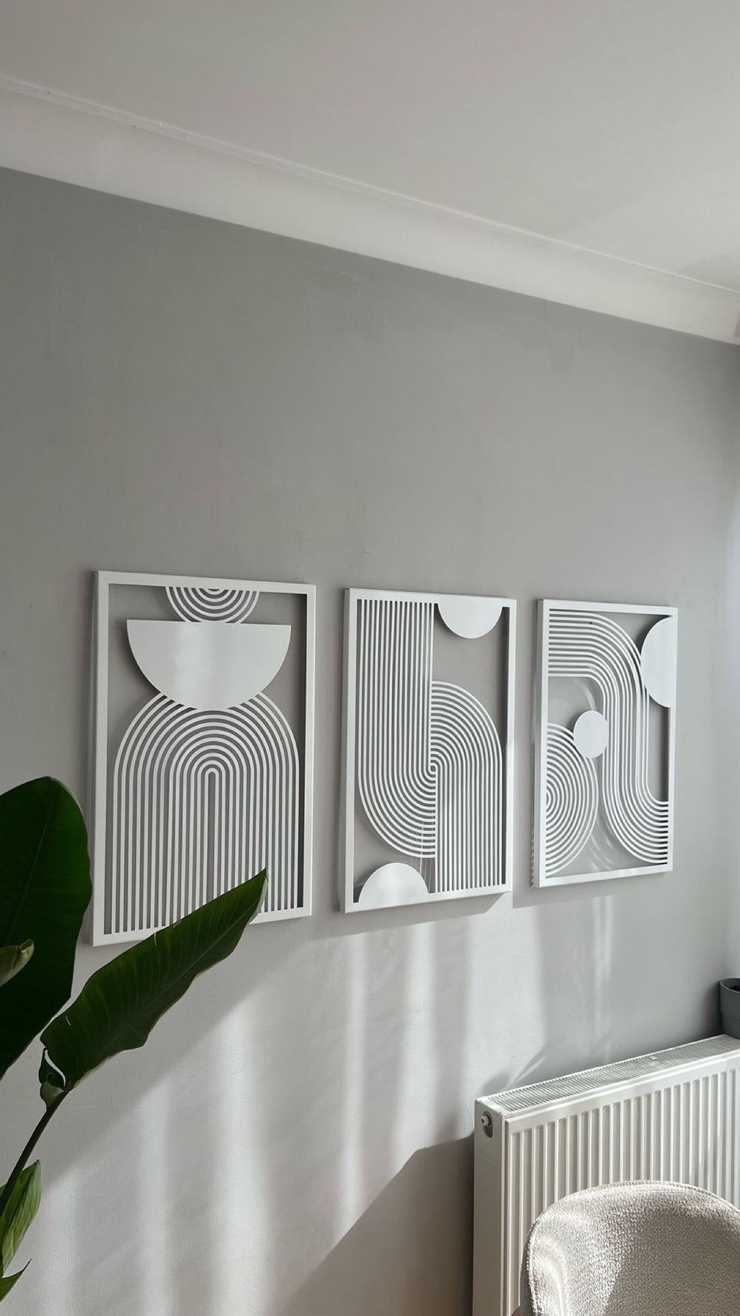 Orta Yüzyıl Dekoratif 3'lü Set Metal Duvar Tablosu - Metal Dekor - müşteri fotoğrafı