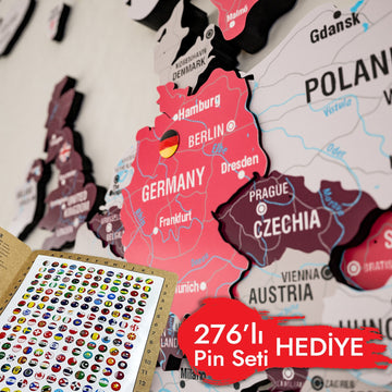 Crimson haritada Almanya, Çekya ve Avusturya bölgesi, köşede 276'lı pin seti hediye etiketi