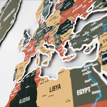 Sage metal dünya haritasında Avrupa, Türkiye ve Libya'nın yandan yakın çekimi