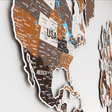 Soil metal dünya haritasında ABD ve Meksika'nın katmanlı kenar yakın çekimi