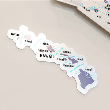 Nimbus renkli Hawaii adaları parçası yakın çekim, Kauai, Oahu ve Maui isimleriyle