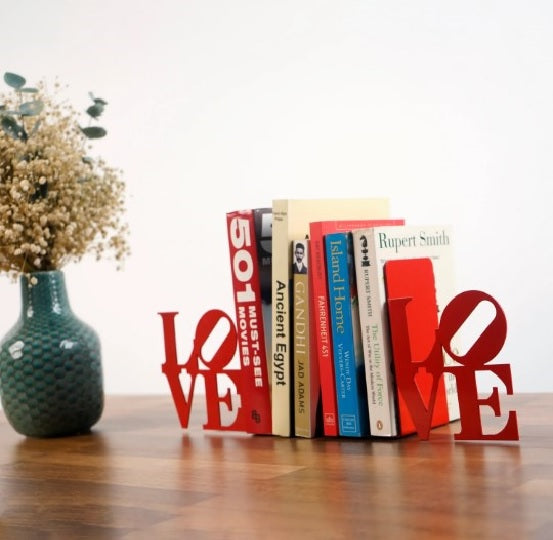 LOVE Yazılı - İki Satırlı Metal Kitap Tutucu & Bookend