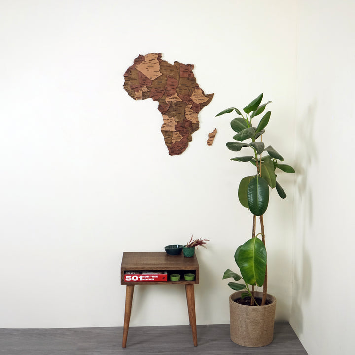 3D Ahşap Afrika Kıtası Haritası Çok Katmanlı - Karışık Renkli