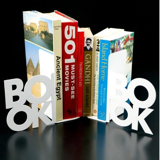 BOOK Yazılı - İki Satırlı Metal Kitap Tutucu & Bookend