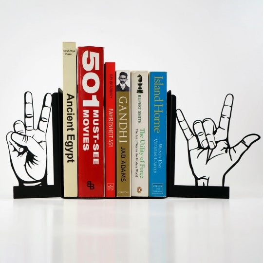 Zafer ve Aşk İşaretli Metal Kitap Tutucu & Bookend