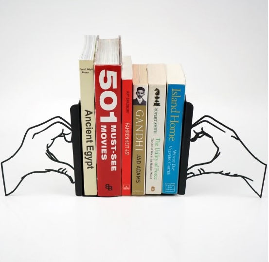 El ile Kalp Temalı Metal Kitap Tutucu & Bookend