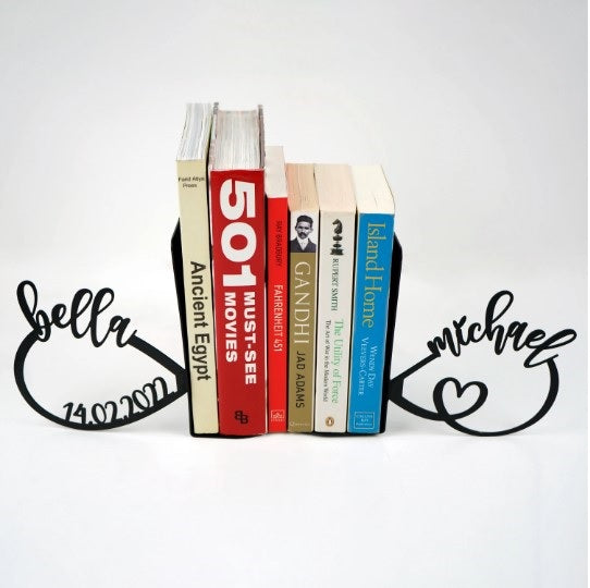 Kişiye Özel Sonsuzluk ve Kalp Temalı Metal Kitap Tutucu & Bookend