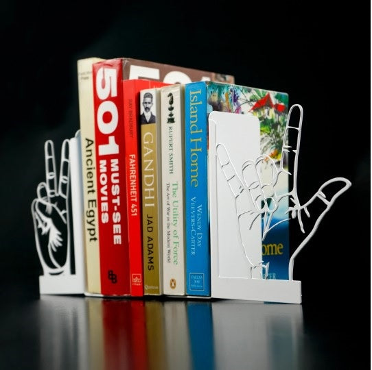 Zafer ve Aşk İşaretli Metal Kitap Tutucu & Bookend