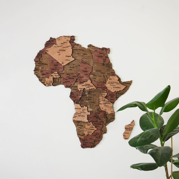 3D Ahşap Afrika Kıtası Haritası Çok Katmanlı - Karışık Renkli