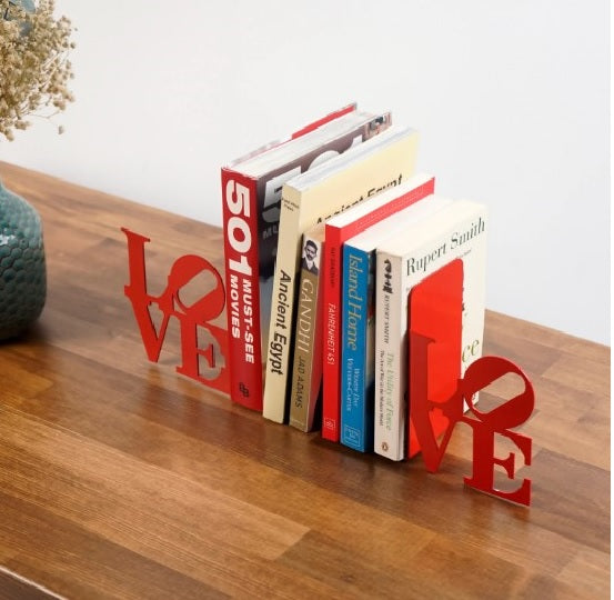 LOVE Yazılı - İki Satırlı Metal Kitap Tutucu & Bookend