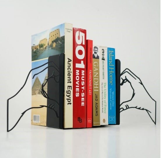 El ile Kalp Temalı Metal Kitap Tutucu & Bookend