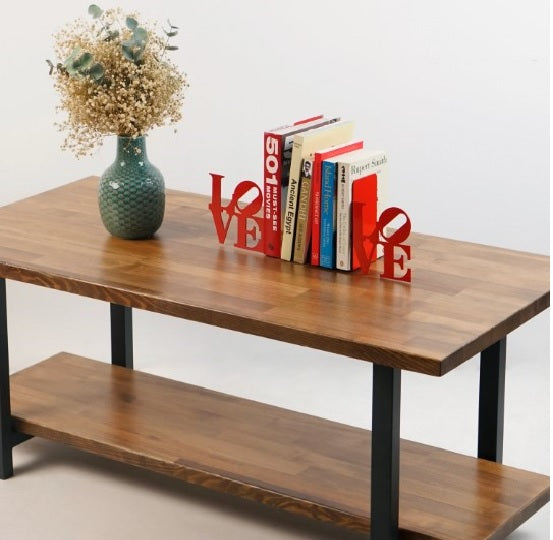 LOVE Yazılı - İki Satırlı Metal Kitap Tutucu & Bookend