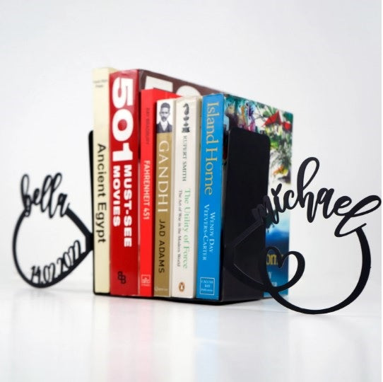 Kişiye Özel Sonsuzluk ve Kalp Temalı Metal Kitap Tutucu & Bookend