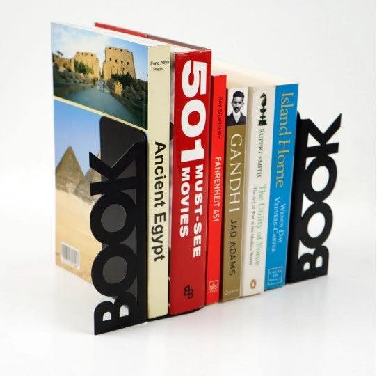 BOOK Yazılı Metal Kitap Tutucu & Bookend
