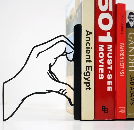 El ile Kalp Temalı Metal Kitap Tutucu & Bookend
