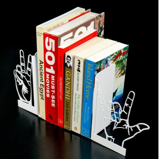 Zafer ve Aşk İşaretli Metal Kitap Tutucu & Bookend