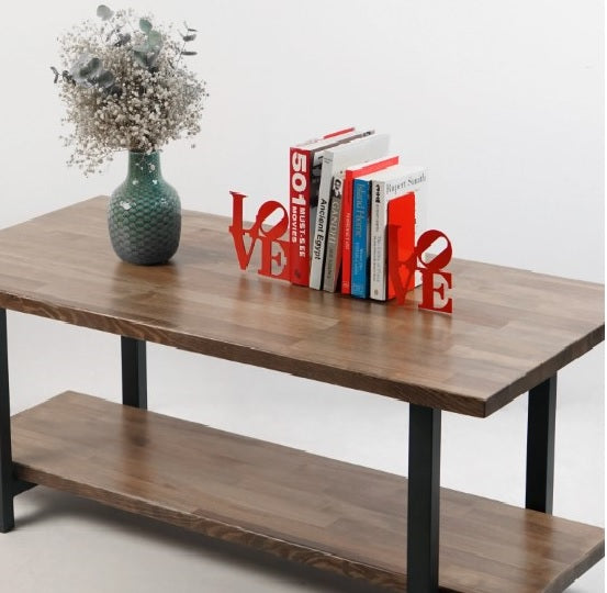 LOVE Yazılı - İki Satırlı Metal Kitap Tutucu & Bookend
