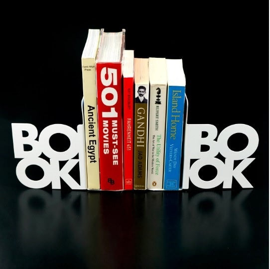 BOOK Yazılı - İki Satırlı Metal Kitap Tutucu & Bookend