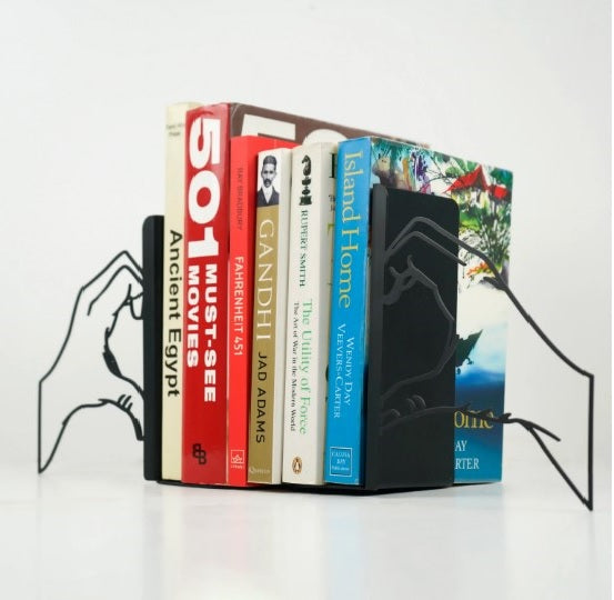 El ile Kalp Temalı Metal Kitap Tutucu & Bookend