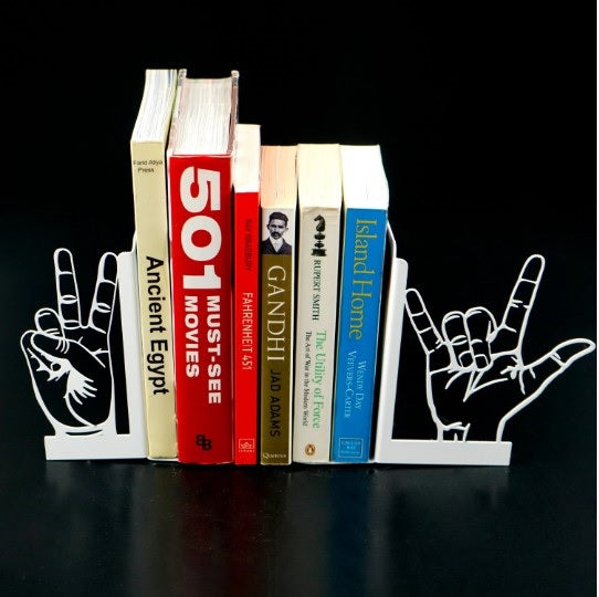 Zafer ve Aşk İşaretli Metal Kitap Tutucu & Bookend